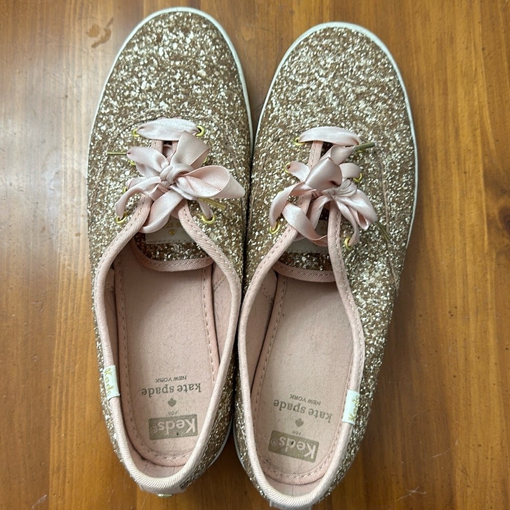 Kate Spade rose gold glitter Keds